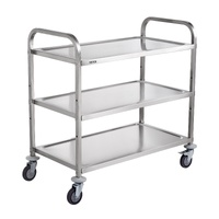 3-Tier Utility Cart Rolling Cart on Wheels 37.5"x20"x37.7" 450 LBS 6 Hooks