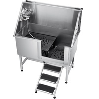 VEVOR 127cm Dog Grooming Washing Station Stainless Steel w/ Stairs & Filter