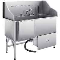 155 cm Dog Grooming Bath Tub Stainless Steel w Ramp Water Filter Left