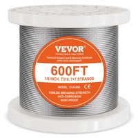VEVOR T316 3.18mm 182.3m Stainless Steel Wire Rope Cable