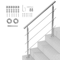 47.2in Handrails for Outdoor Steps 3 Crossbars Staircase for Porch Deck