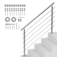 VEVOR 59in Stainless Steel Handrail 5 Crossbars Outdoor
