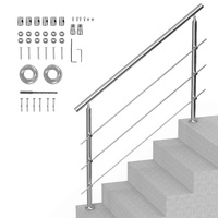 VEVOR 59in Stainless Steel Stair Handrail 3 Crossbars Kit
