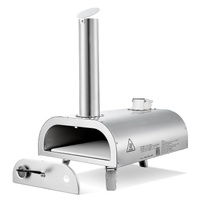 Pizza Oven Outdoor, 12" Pellet Pizza Oven, Portable Pizza-Stove with Built-in Thermometer, Wood Fired Stainless Steel Pizza-Maker, for Backyard, Campi