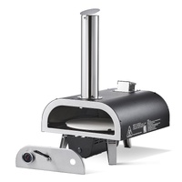 Outdoor Pizza Oven, 12 in Wood Fired Pizza Ovens, Pellet Pizza-Stove with Thermometer & Electric Rotation, Portable Pizza-Maker for Outside Backyard P