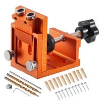 Pocket Hole Jig Kit, 12 mm to 48 mm Adjustable, Jig Pocket Hole System with Step Drill, Hex Wrench, Drill Stop Ring, Square Drive Bit, Plugs and Screw