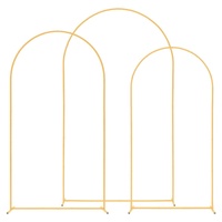 Arch Backdrop Stand, Set of 3, 2.4/2.2/2 m, Stable Structure, Easy Assembly, Gold Metal Arch Backdrop Stand for Wedding, Birthday Party, Graduation, H