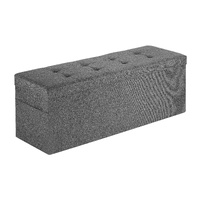 Foldable Storage Ottoman Bench, End of Bed Bench with Side Bags, Folding Upholstered Storage Chest Supports 660 lbs, Linen Bed Ottoman with Large Spac