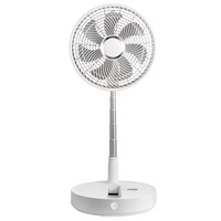 12 Inch Foldable Oscillating Standing Fan with Remote Control, 4 Speed Adjustable Portable Desk Quiet Fan, 7200mah Rechargeable USB Small Fan, Folded 