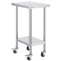 VEVOR Stainless Steel Work Table 24x18x38" 4 Wheels