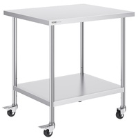 VEVOR Stainless Steel Work Table 30x18x38" 4 Wheels
