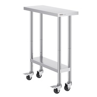 VEVOR 30x12x38 Inch Stainless Steel Work Table with Wheels