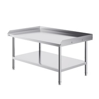 Stainless Steel Work Table, 762 x 1219 x 660 mm Commercial Food Prep Worktable, 3-Sided Backsplash Heavy Duty Prep Worktable, Metal Work Table with Ad