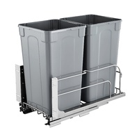 Pull-Out Trash Can, 27 QT x2 Double Under Mount Kitchen Waste Container, Heavy Duty Garbage Recycling Bin with Door Kit and Soft Close Slide, for Kitc