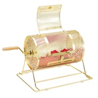 Raffle Drum, 11.6 x Ø7.48 inch Brass Plated Raffle Ticket Spinning Cage, Holds 2500 Tickets or 100 Ping Pong Balls, Metal Lottery Spinning Drawing wit
