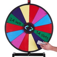 24 inch Spinning Prize Wheel, 14 Slots Tabletop Spinner, Heavy Duty Roulette Wheel with a Dry Erase and 2 Markers, Win Fortune Spin Games in Party Pub