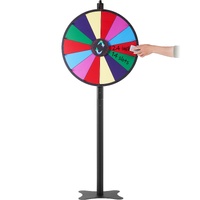 24 inch Spinning Prize Wheel, 14 Slots Spinning Wheel, Roulette Wheel with a Dry Erase and 2 Markers, Tabletop or Floor Standing Win Fortune Spin Game