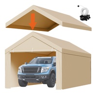 Carport Replacement Canopy, 6 x 3 m Potable Garage Tent Top Tarp with Sidewalls, UV-Resistant & Waterproof, Heavy Duty Car Shelter Tarp with Ball Bugg