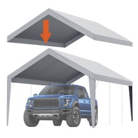 Carport Replacement Canopy Cover 12 x 20 ft, Garage Top Tent Shelter Tarp Heavy-Duty Waterproof & UV Protected, Easy Installation with Ball Bungees,Gr