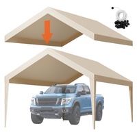 Carport Replacement Canopy, 6 x 3.6 m Potable Garage Tent Top Tarp, UV-Resistant & Waterproof Car Shelter Tarp, Heavy Duty Car Port Cover with Ball Bu