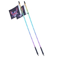 2 PCS 5 FT Whip Light, APP & RF Remote Control Led Whip Light, Waterproof Spiral RGB Chasing Lighted Whips with 4 Flags, for UTVs, ATVs, Motorcycles, 
