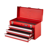 VEVOR Metal Tool Box 520mm 3 Drawers Red Portable Organiser