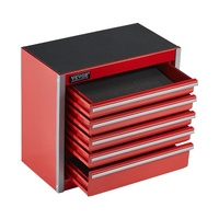 VEVOR 8.6in Metal Tool Box 5 Drawers Red Steel Portable