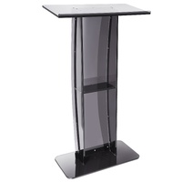 Acrylic Podium, 47" Tall, Acrylic Podium Stand with Wide Reading Surface & Storage Shelf, Floor-standing Clear Pulpits Acrylic for Church Office Schoo