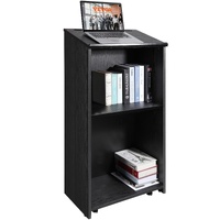 VEVOR 47in Wood Podium Stand Black Rolling Wheels Storage