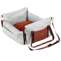 Dog Car Seat, Waterproof Dog Booster Seat for Car with Side Handles and A Storage Pocket, Clip-On Safety Leash and PP Cotton Filling, Dog Car Bed for 