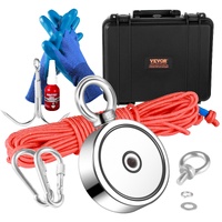VEVOR 1200lbs Magnet Fishing Kit 2.95" Double-Sided with Rope & Case