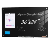 VEVOR Magnetic Glass Whiteboard 36"x24" Wall-Mounted Black