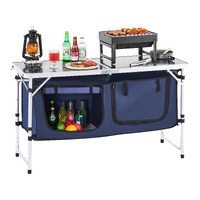 VEVOR Folding Camping Kitchen Table 3 Height Adjustable Aluminium Blue