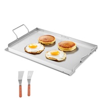 Stainless Steel Griddle, 23x16 inch Universal Flat Top Rectangular Plate, Gas Grill Griddle for BBQ Grill, Teppanyaki, Portable Family Cookware with H