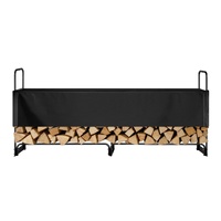 Firewood Rack with Waterproof Cover, 257 x 36 x 117 cm Outdoor Firewood Holder, 660lb Weight Capacity, 1/2 Cord Log Holder, Half-Covered, Powder-coate