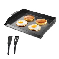 Carbon Steel Griddle, 22x16 inch Universal Flat Top Rectangular Plate, Gas Grill Griddle for BBQ Grill, Teppanyaki, Portable Family Cookware, for Camp
