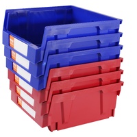 VEVOR Plastic Storage Bin 276x279x128mm 6-Pack Stackable Blue/Red
