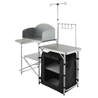 VEVOR Folding Camping Kitchen Table, Aluminum Cook Station with Storage Bag & Windscreen
