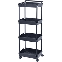 VEVOR 4-Tier Kitchen Rolling Cart Utility Trolley on Wheels Black