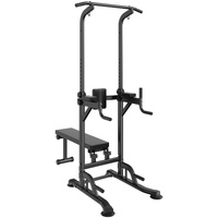 VEVOR Power Tower with Bench 10-Level Height Adjustable Pull Up Dip Station