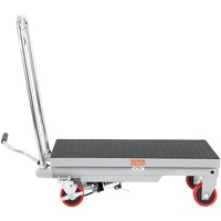 Hydraulic Lift Table Cart, 500lbs Capacity 28.5" Lifting Height, Manual Single Scissor Lift Table with 4 Wheels and Non-slip Pad, Hydraulic Scissor Ca