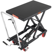 Hydraulic Lift Table Cart, 330lbs Capacity 28.5" Lifting Height, Manual Single Scissor Lift Table with 4 Wheels and Non-slip Pad, Hydraulic Scissor Ca
