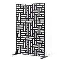 VEVOR Metal Privacy Screen 120x193cm 3-Panel Black Outdoor