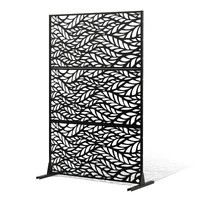 VEVOR Metal Privacy Screen 3-Panel 47"W x 72"H Black