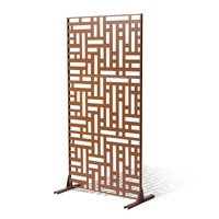 VEVOR Metal Privacy Screen 120x193cm 3-Panel Brown Outdoor