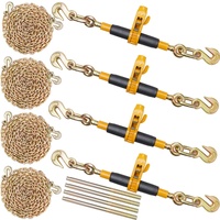 Ratchet Chain Binder 5/16"-3/8" Load Binders 7100 lbs w/ G80 Chains 4 Pcs
