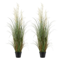 Artificial Grass Plant, 2 Pack 1194mm Reed Flower Grass in Pot, Premium PVC Faux Fake Greenery Shrubs Plant for Indoor Outdoor House Home Garden Offic