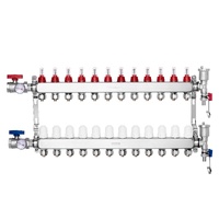 12-Branch Radiant Heat Manifold, 1/2" PEX Tubing Manifold, Stainless Steel PEX Manifold for Hydronic Radiant Floor Heating, Radiant Heat PEX Manifold 