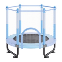 60" Kids Trampoline, 5FT Indoor Outdoor Trampoline, Mini Toddler Recreational Trampolinewith Safety Enclosure Net and Basketball Hoop, Birthday Gifts 