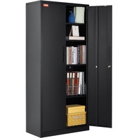 VEVOR 1.8m Metal Storage Cabinet 2 Doors 4 Shelves Black
